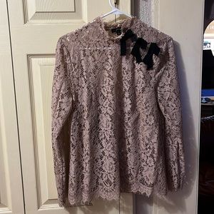 J. Crew Mock Turtleneck Lace Blouse, size 8